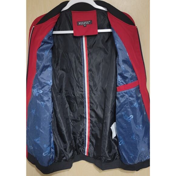 Wulful Men’s Red Full Zip Softshell Bomber Flight Casual Jacket Size Medium - Picture 5 of 8